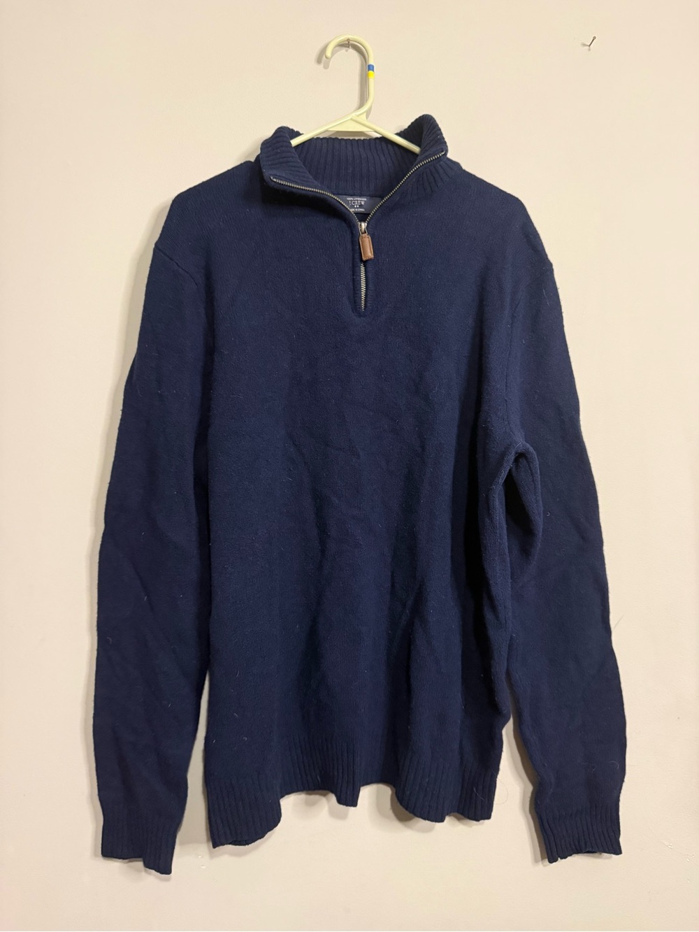J. Crew Men's Half-Zip Lambswool Sweater in Navy